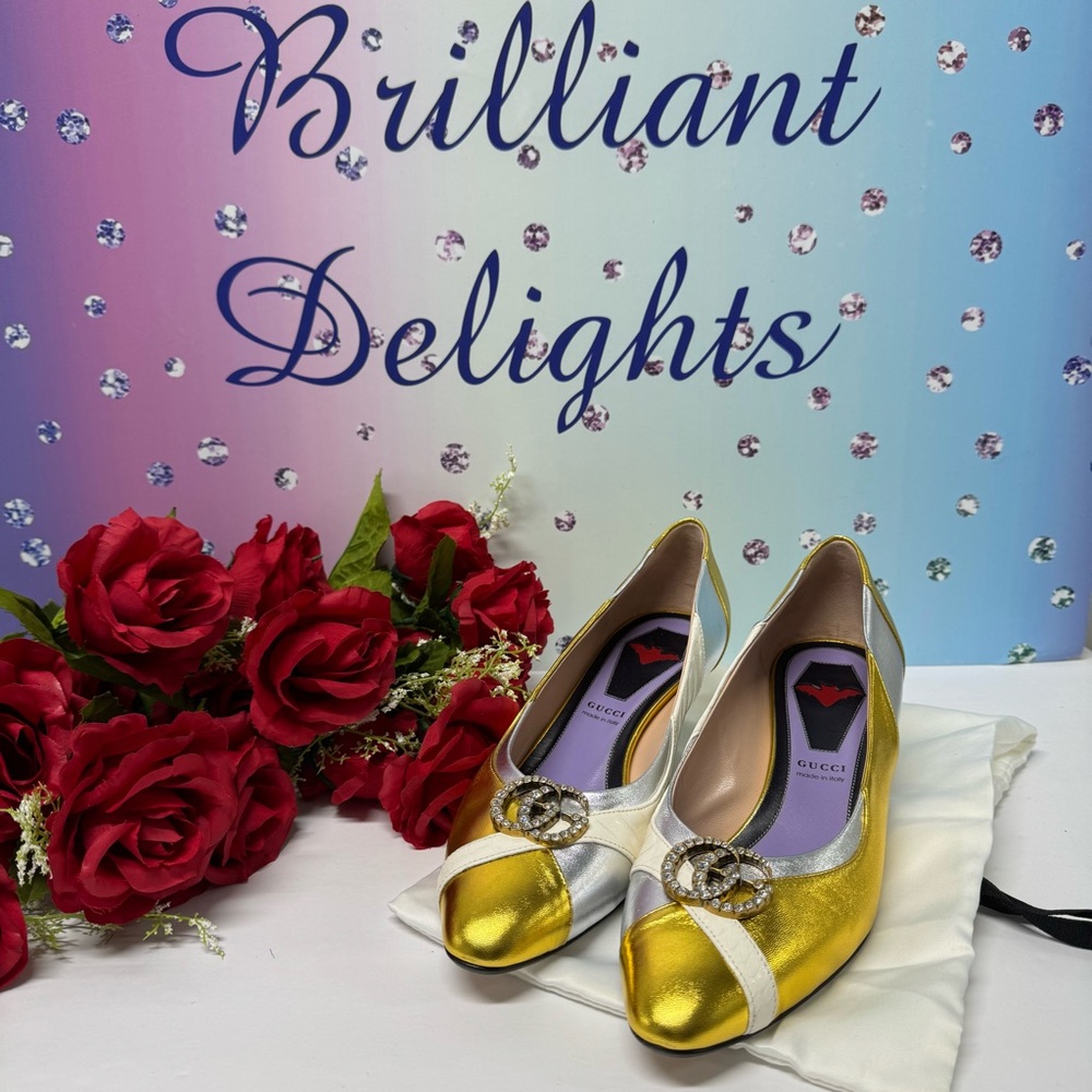 💎$1200 GUCCI CRYSTAL GG WAXEL HEELS - Picture 6 of 14